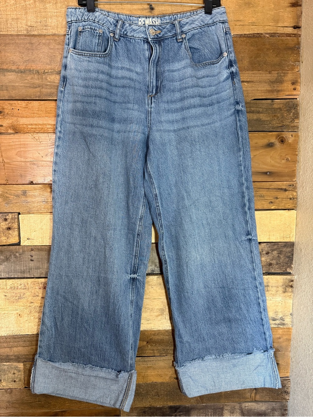 REWASH EXTREME RAW CUFF WIDE LEG JEANS size 13 (31)